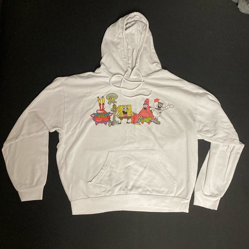 Official SpongeBob SquarePants White Graphic Pullover Hoodie